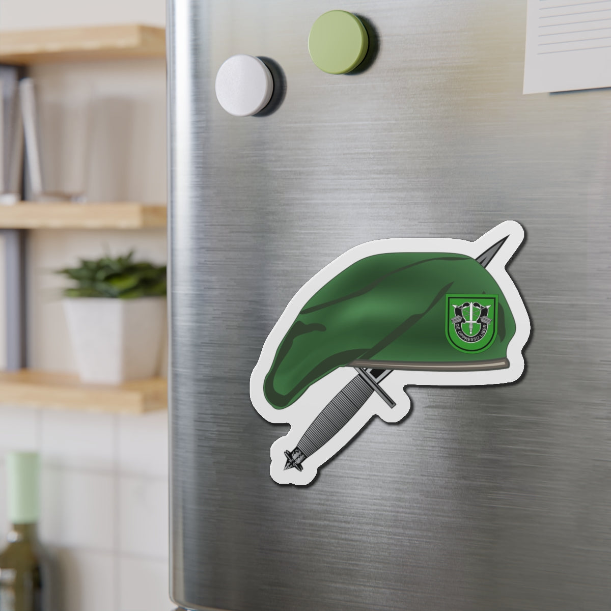 Die-Cut Magnet - 10th SFG Beret with Dagger