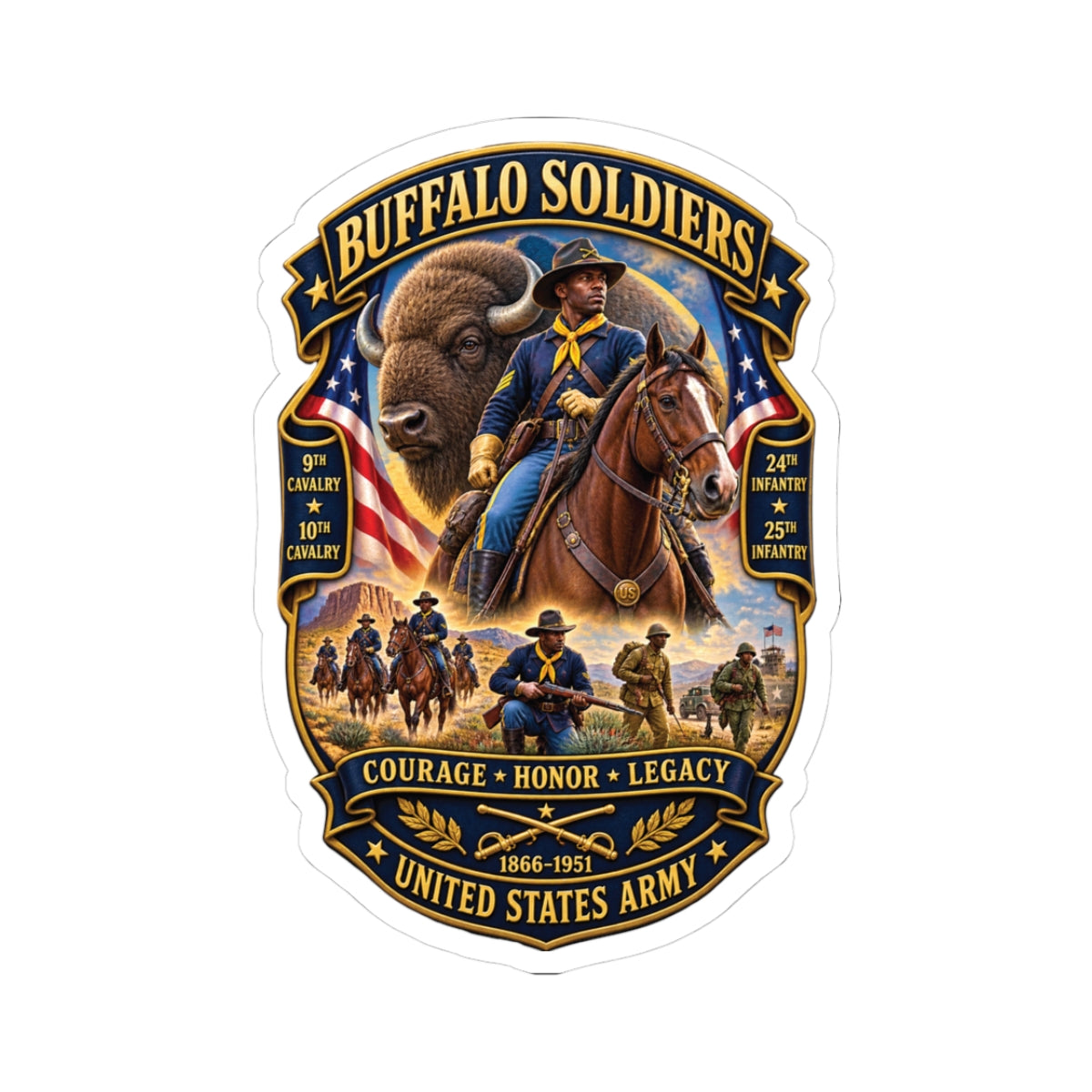 Kiss-Cut Stickers - Overall Buffalo Soldiers Tribute - 3D - Enhanced