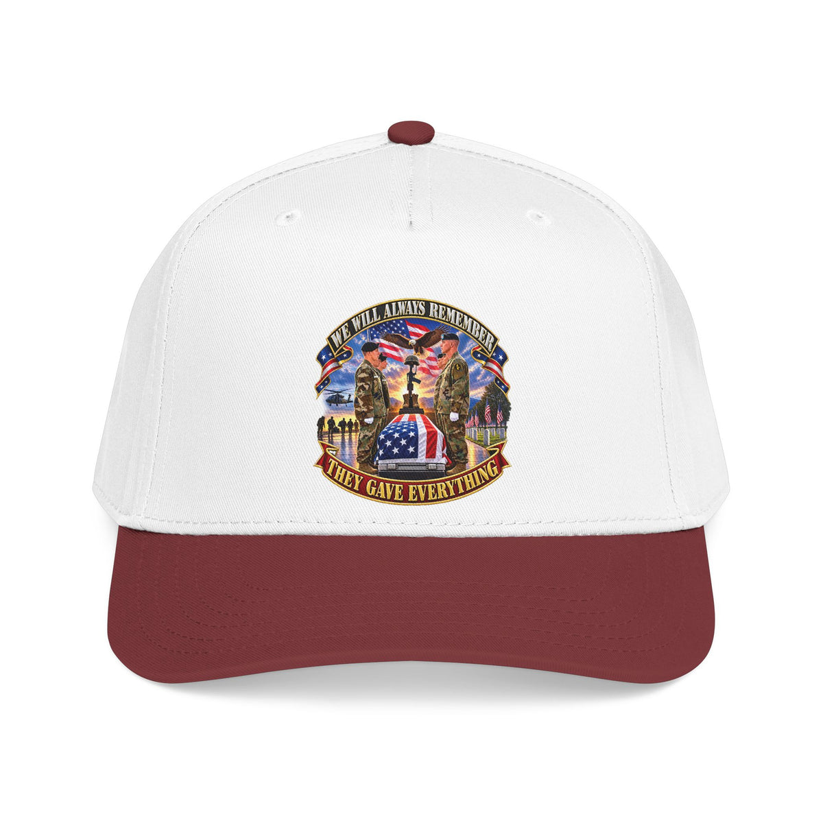Mid Profile Baseball Cap - Emblem - We Will Always Remember - They Gave Everything - 3D - Enhanced
