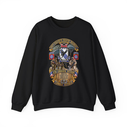 Crewneck Sweatshirt - Army - Combat Vet w 505th PIR - 82nd Airborne  w Campaigns - Soldiers - SSI - 3D - Enhanced