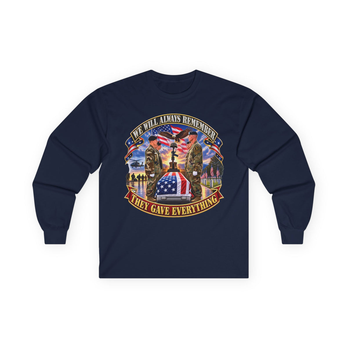 Unisex Ultra Cotton Long Sleeve Tee - Emblem - We Will Always Remember - They Gave Everything - 3D - Enhanced