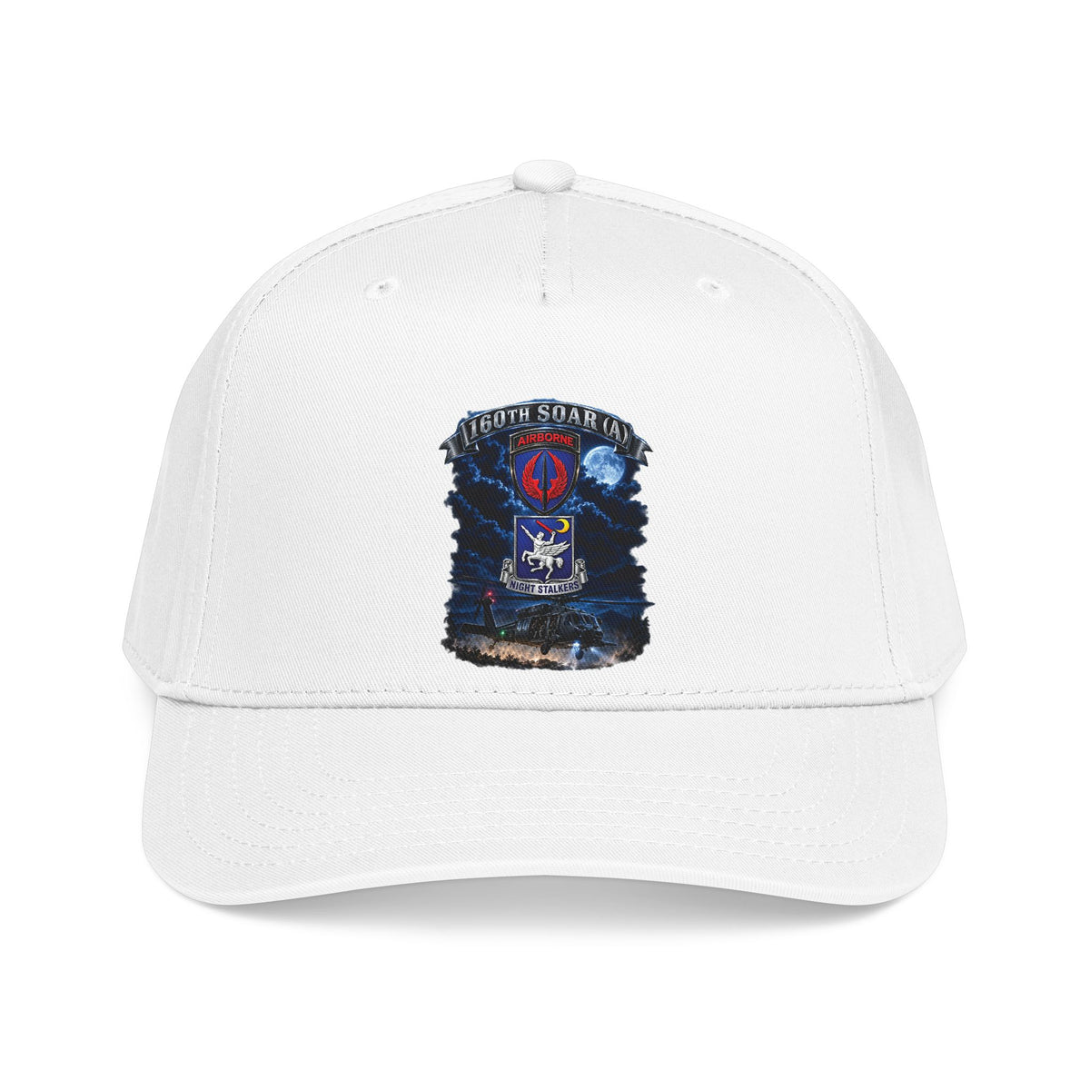 Mid Profile Baseball Cap - USASOAC - SSI, 160th Special Operations Regiment Airborne  DUI with Scene Blackhawk - 3D - Enhanced