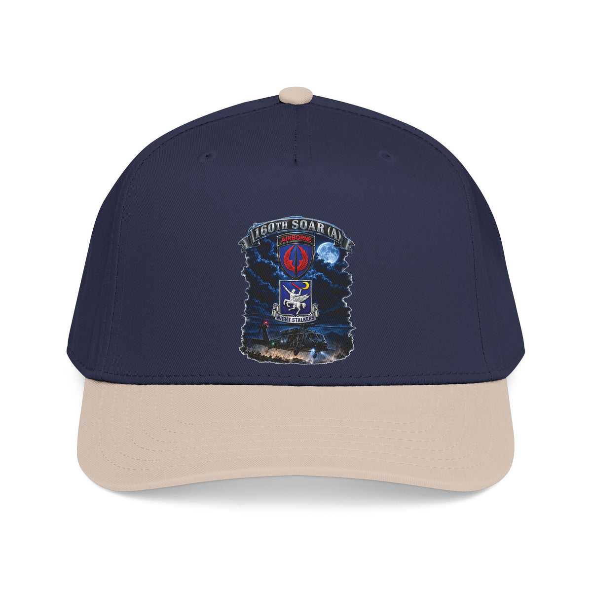 Mid Profile Baseball Cap - USASOAC - SSI, 160th Special Operations Regiment Airborne  DUI with Scene Blackhawk - 3D - Enhanced