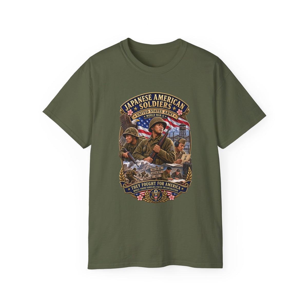 Unisex Ultra Cotton Tee - Japanese American WWII Soldiers - 3D - Enhanced
