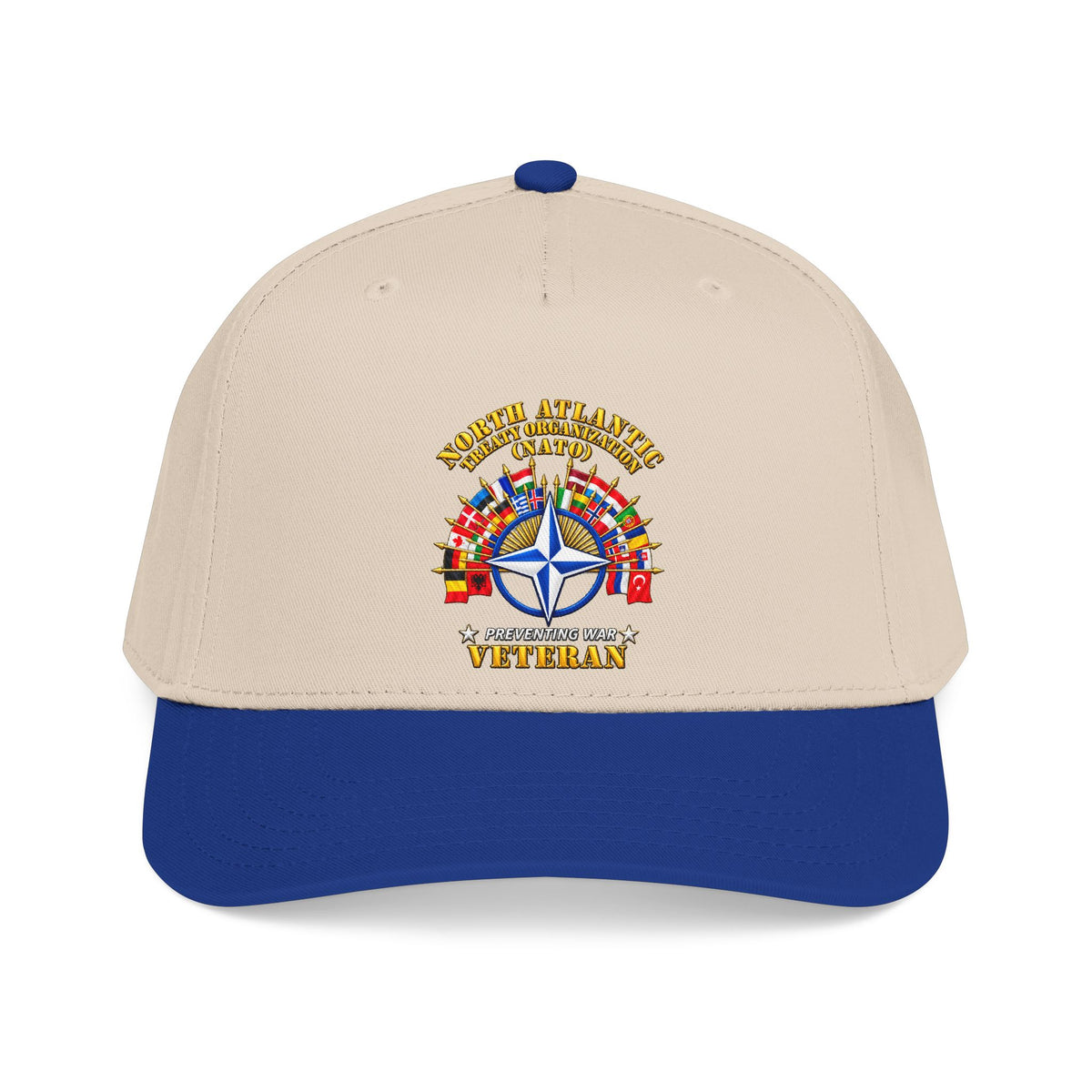 Mid Profile Baseball Cap - NATO - Polished NATO Veteran - with flags - 3D - Transparent