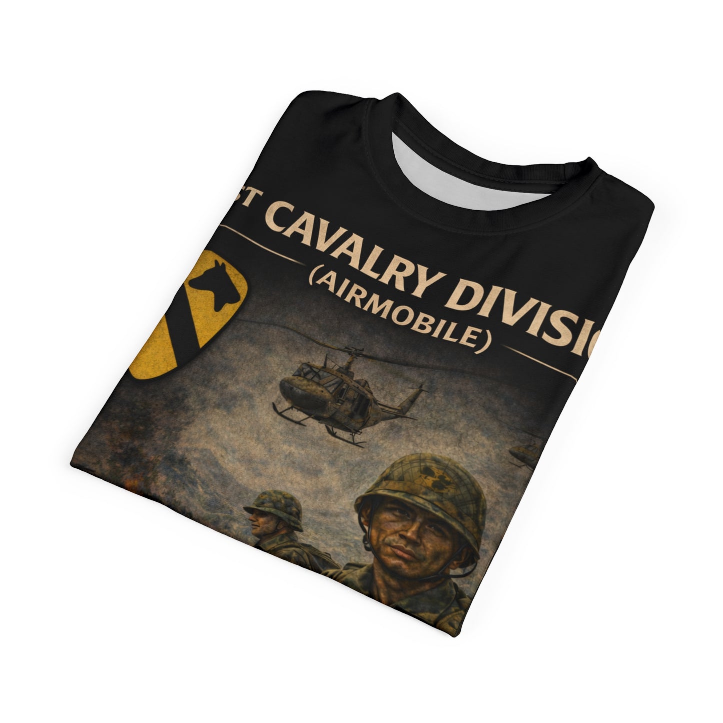 1st Cavalry Division - Airmobile,  All-Over Print Tee -  Vietnam - 1965 - 1972