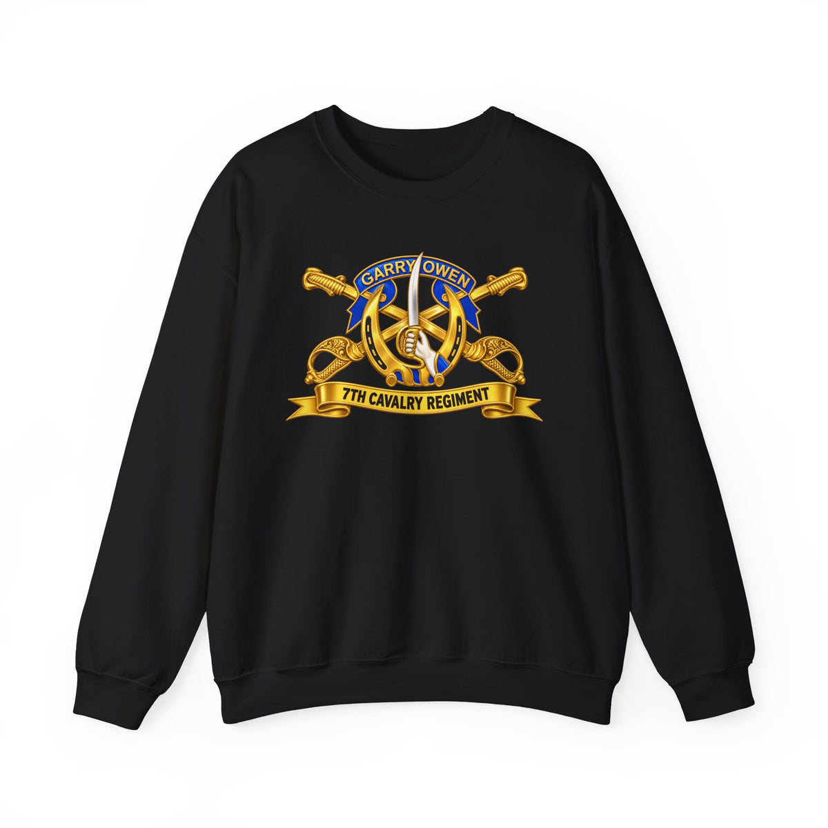 Crewneck Sweatshirt - 7th Cavalry Regiment - DUI, Br, Ribbon wo Scene - 3D - Transparent