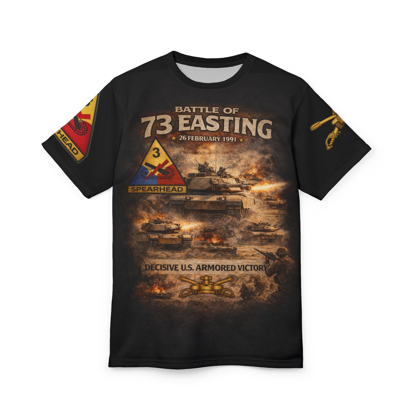 Battle of 73 Easting Veterans Tribute All-Over Print Tee — 3rd Armored Division (Spearhead)