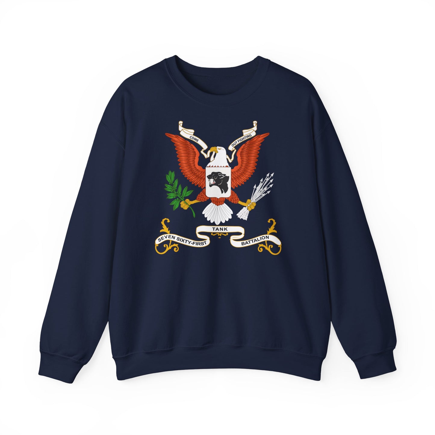 Crewneck Sweatshirt - Army - Regimental Colors - 761st Tank Battalion - Come Out Fighting