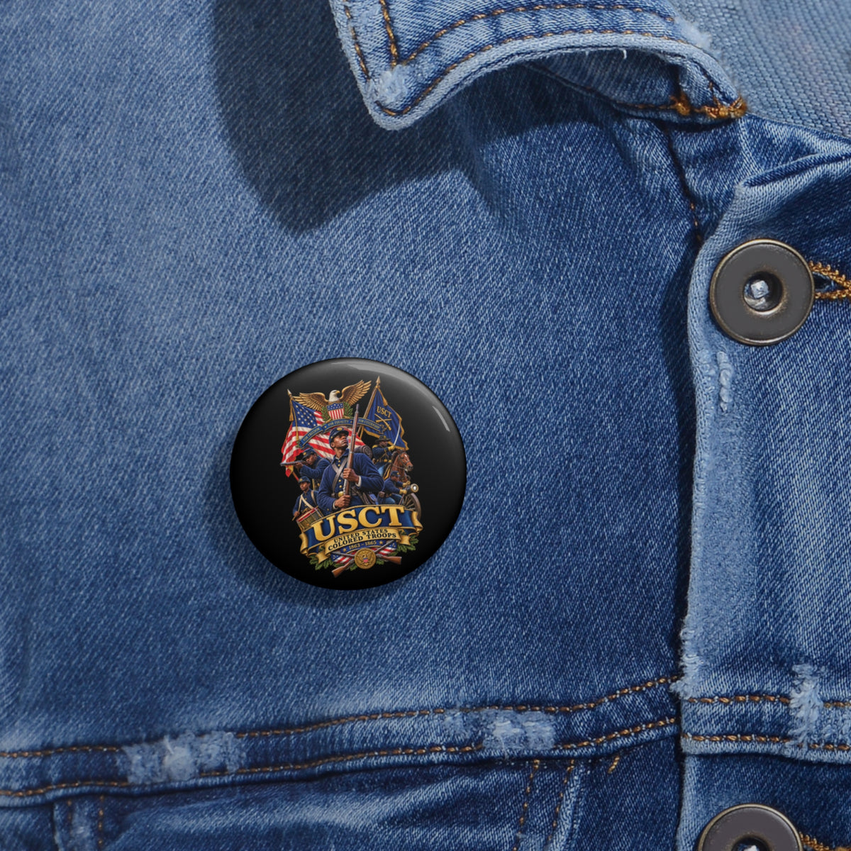 Custom Pin Buttons - United States Colored Troops (USCT) - Civil War - 3D - Enhanced