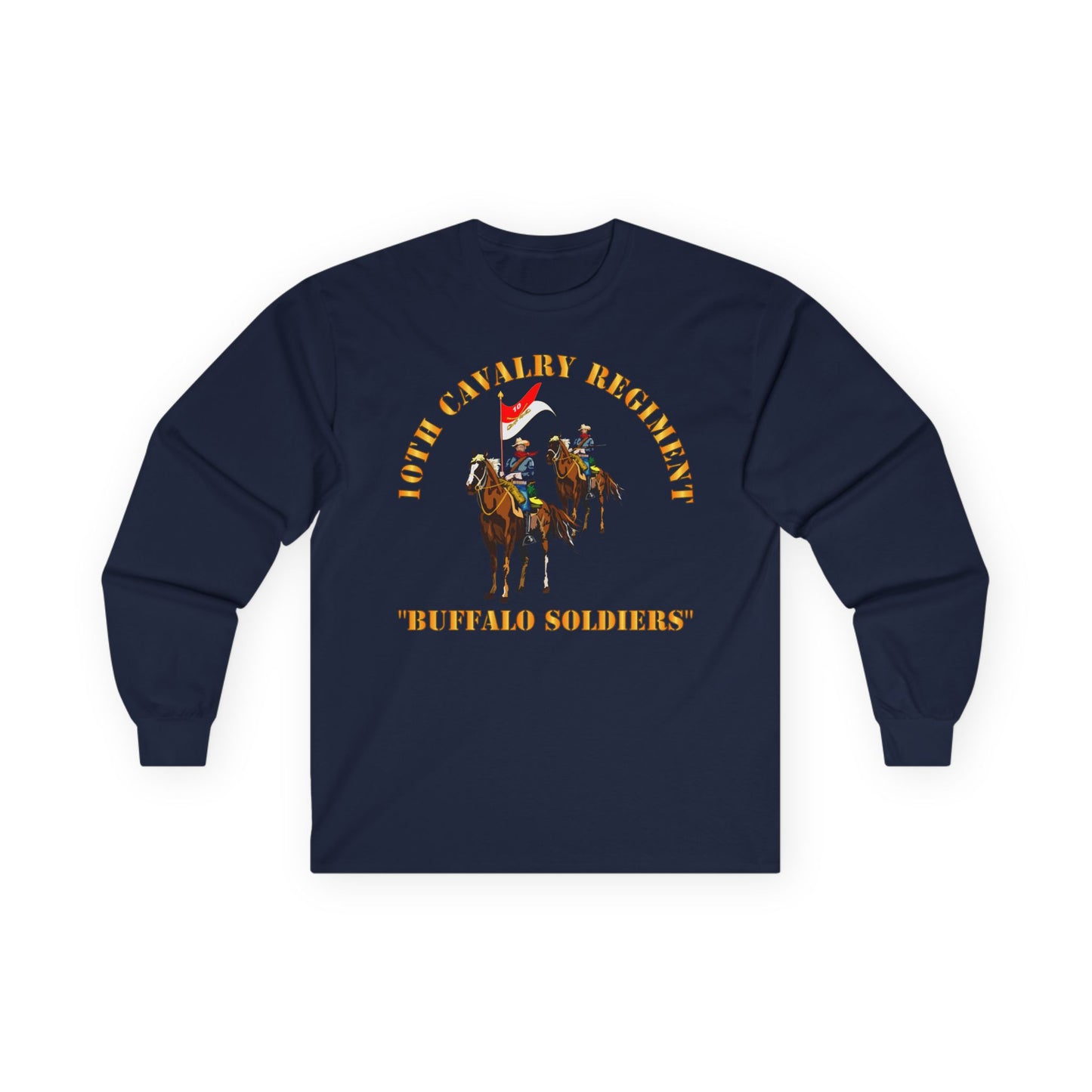 Long Sleeve Tee - Army - 10th Cavalry Regiment w Cavalrymen - Buffalo Soldiers