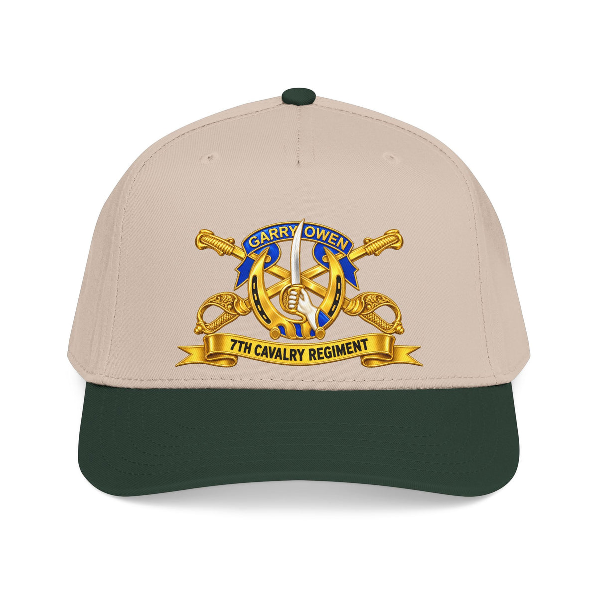 Mid Profile Baseball Cap — 7th Cavalry Regiment - DUI, Br, Ribbon wo Scene - 3D - Transparent