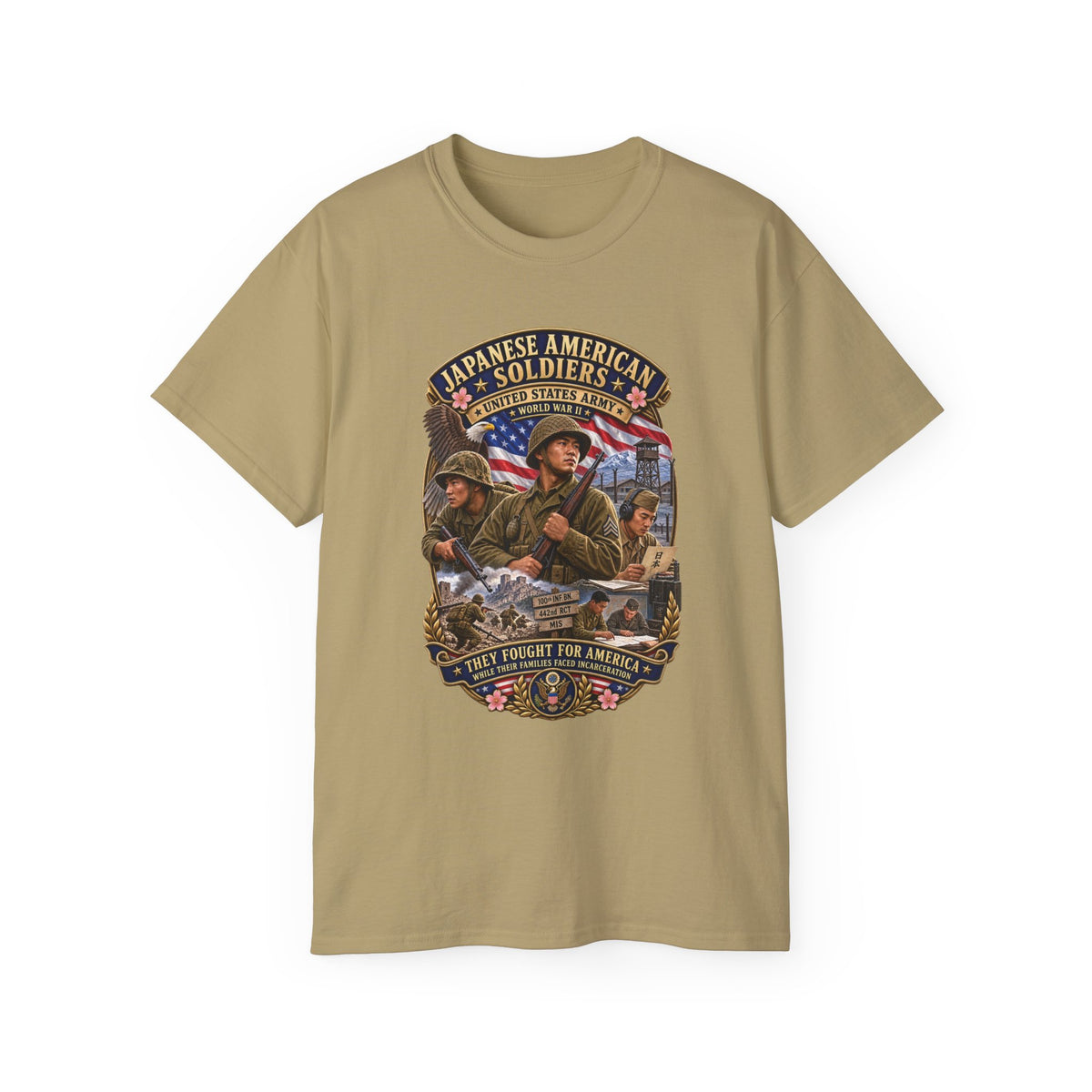 Unisex Ultra Cotton Tee - Japanese American WWII Soldiers - 3D - Enhanced