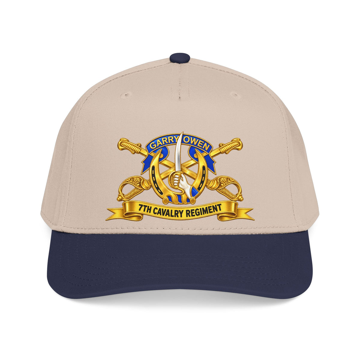 Mid Profile Baseball Cap — 7th Cavalry Regiment - DUI, Br, Ribbon wo Scene - 3D - Transparent