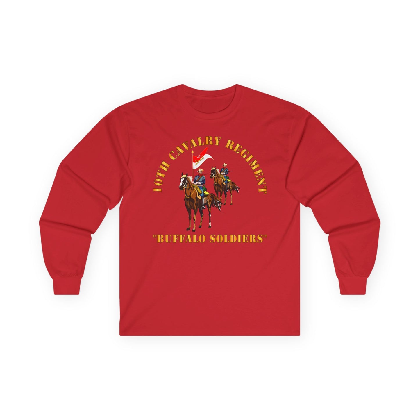 Long Sleeve Tee - Army - 10th Cavalry Regiment w Cavalrymen - Buffalo Soldiers