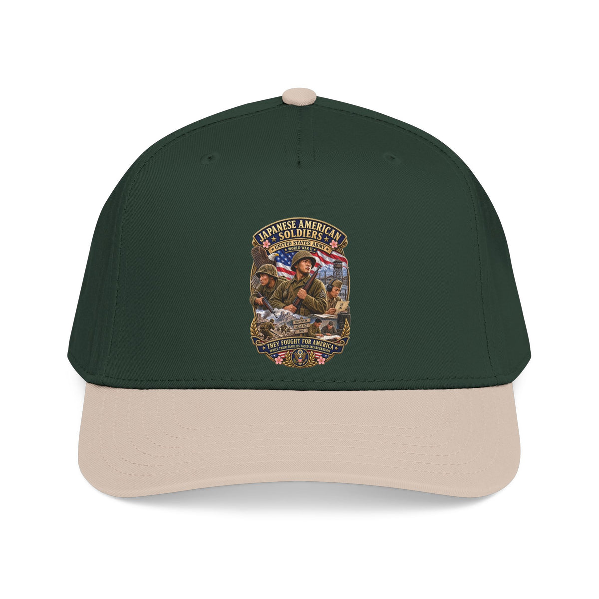 Mid Profile Baseball Cap - Japanese American WWII Soldiers - 3D - Enhanced