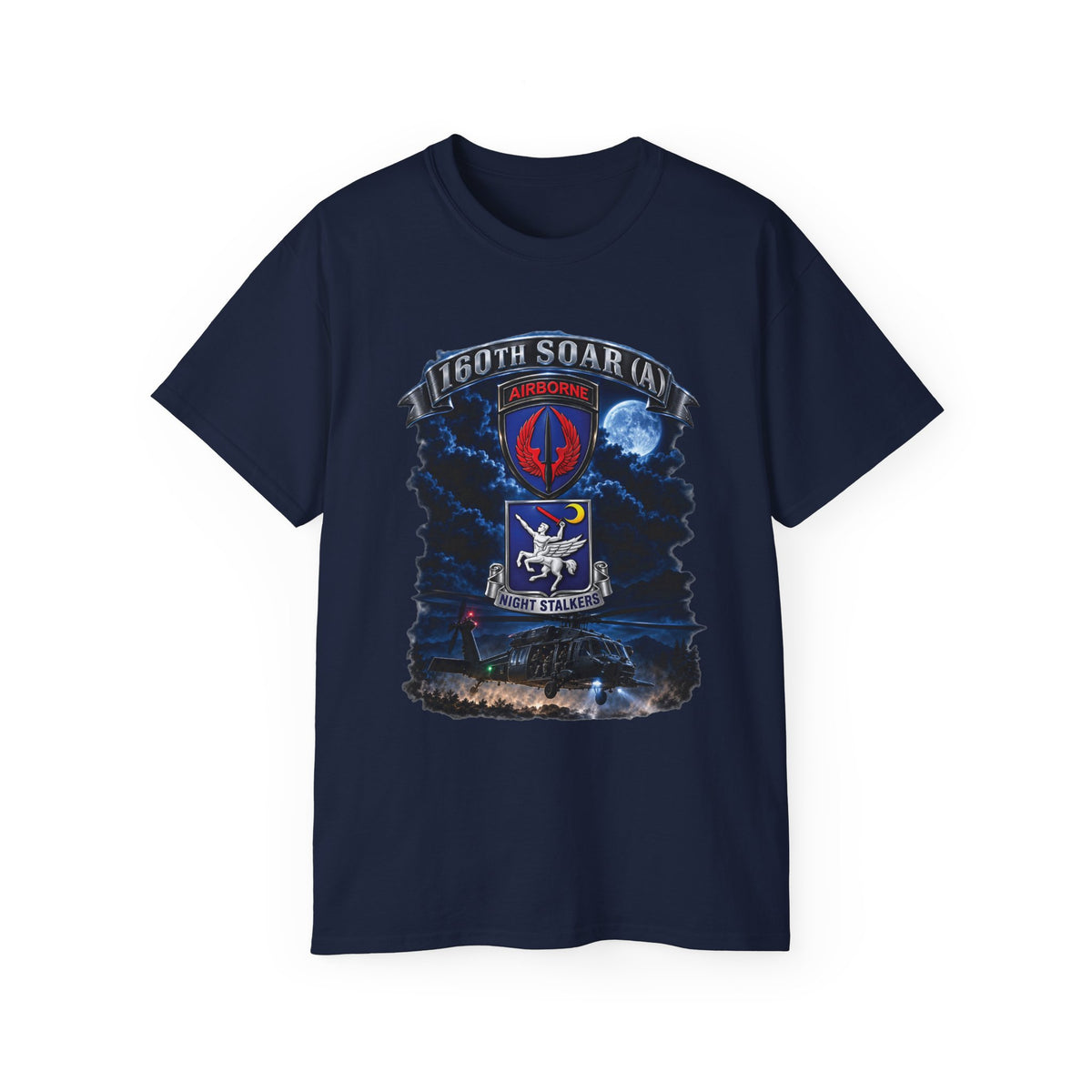 Unisex Ultra Cotton Tee - USASOAC - SSI, 160th Special Operations Regiment Airborne  DUI with Scene Blackhawk - 3D - Enhanced