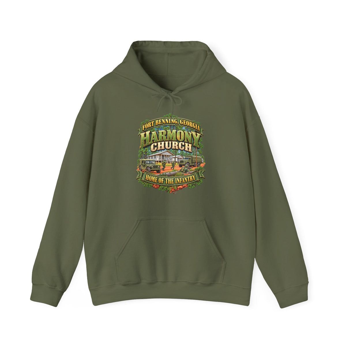 Hoodie — Fort Benning, Georgia, Harmony Church - Home of the Infantry - 3D - Enhanced