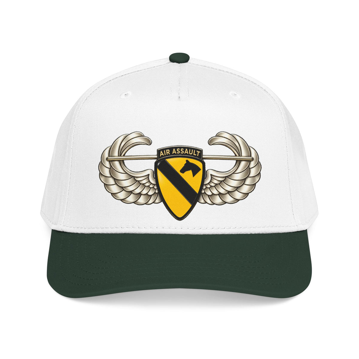 Mid Profile Baseball Cap — 1st Cavalry Division w Air Assault Tab on Airborne Badge wo Txt - 3D - Transparent