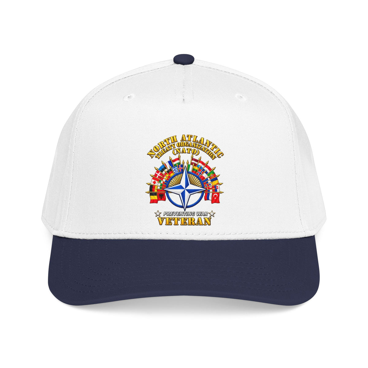 Mid Profile Baseball Cap - NATO - Polished NATO Veteran - with flags - 3D - Transparent