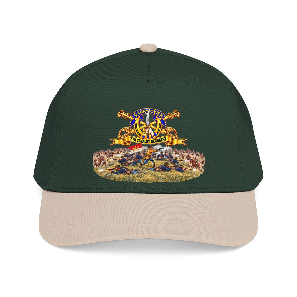 Mid Profile Baseball Cap - 7th Cavalry Regiment - DUI, Br, Ribbon w  Battle of Little Big Horn Scene - 3D - Transparent