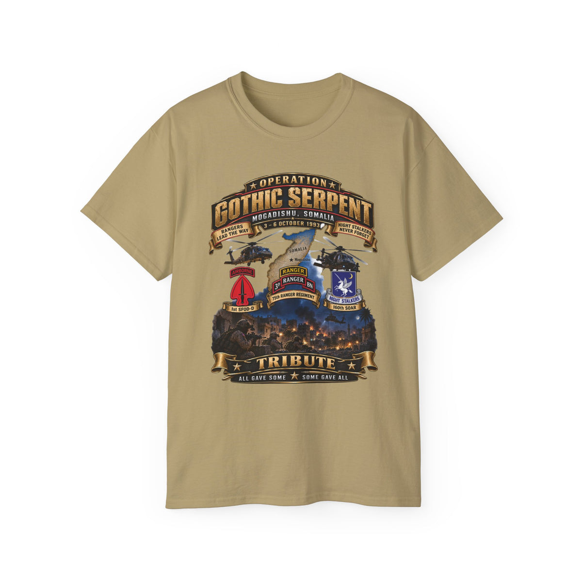 Unisex Ultra Cotton Tee - Operation Gothic Serpent - Mogadishi, Somalia - 3-6 Oct 1993 Tribute - 3D - Enhanced