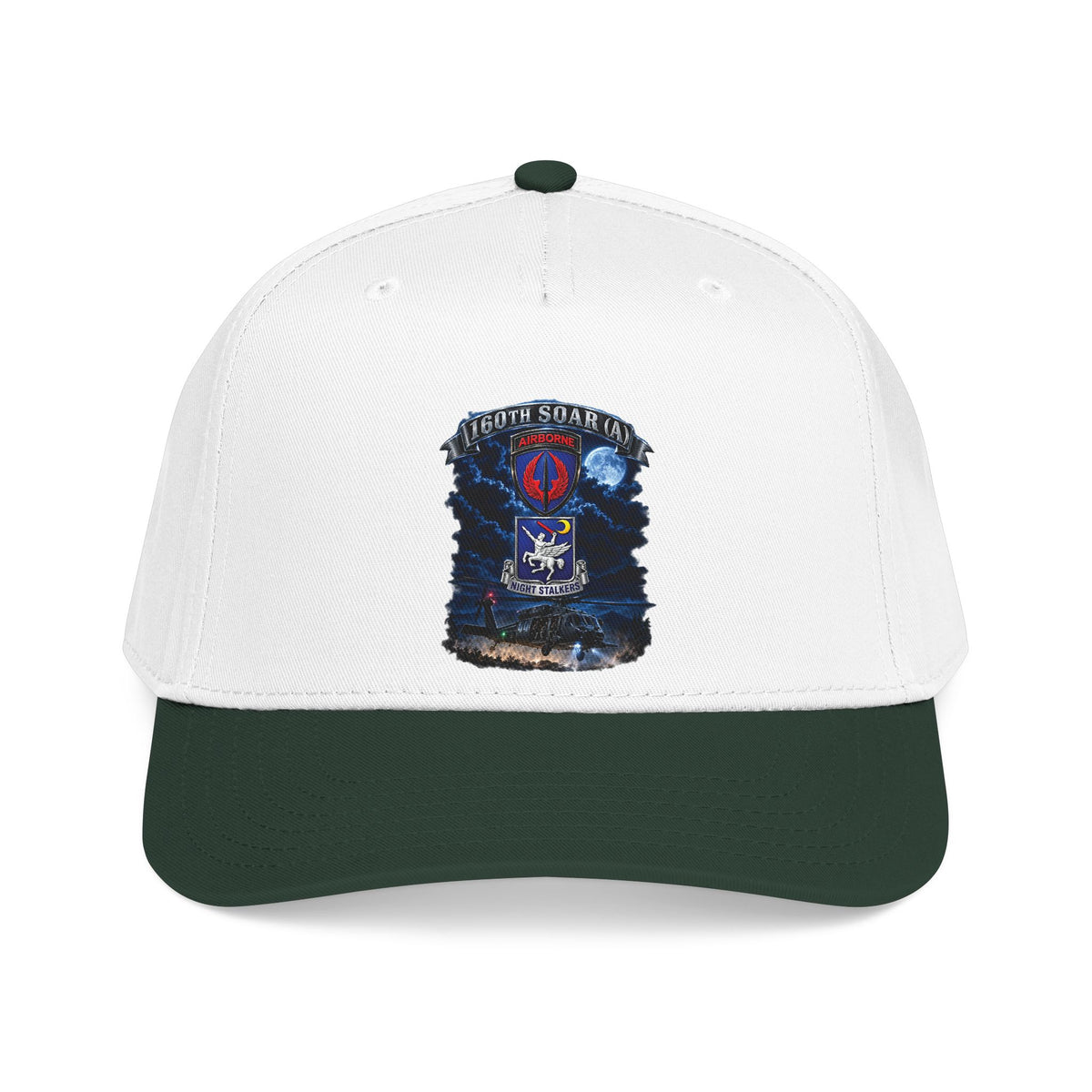 Mid Profile Baseball Cap - USASOAC - SSI, 160th Special Operations Regiment Airborne  DUI with Scene Blackhawk - 3D - Enhanced