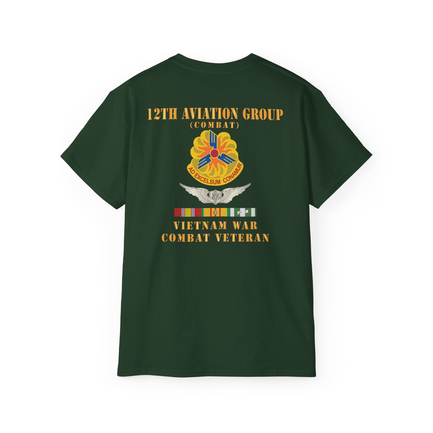 Unisex Ultra Cotton Tee - Army - 12th  AVN Group, Combat -  DUI - Aircrew, Vietnam War - Veteran VN SVC X 300