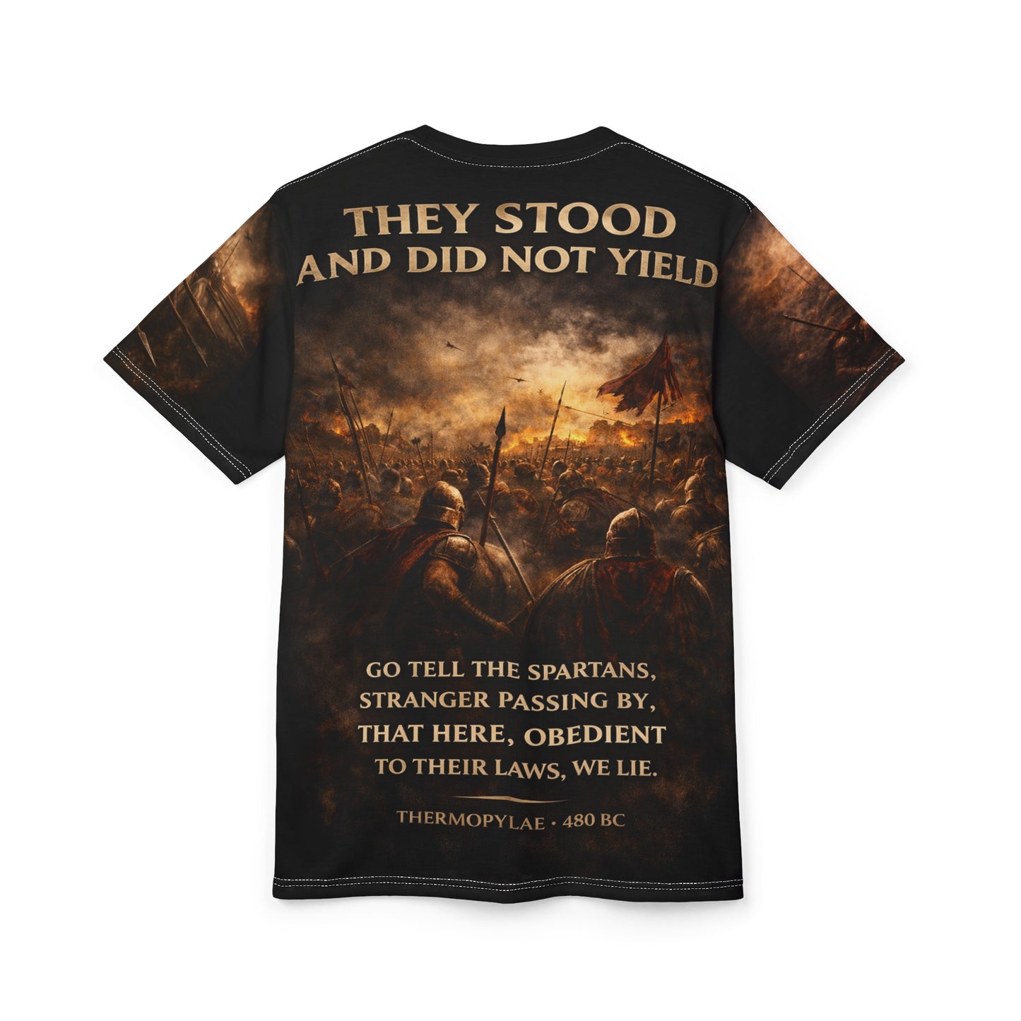 Go Tell the Spartans Tribute Tee — Thermopylae 480 BC