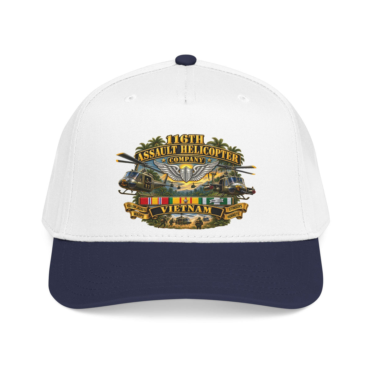 Mid Profile Baseball Cap - Army - 116th Assault Helicopter Co w  Aviator Badge w VN SVC - HORNETS - 3D - Enhanced