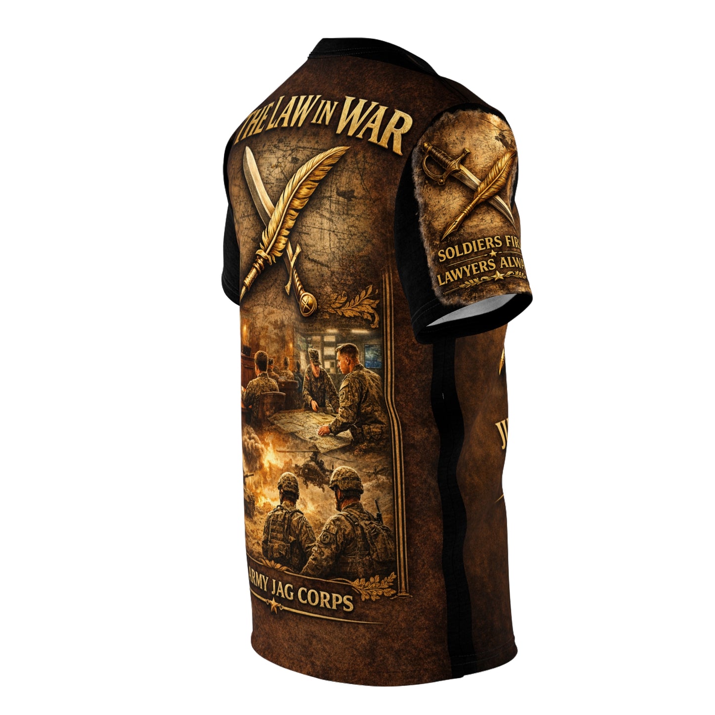 US Army JAG Corps Tribute Tee — "Law in War: Justice in Service"