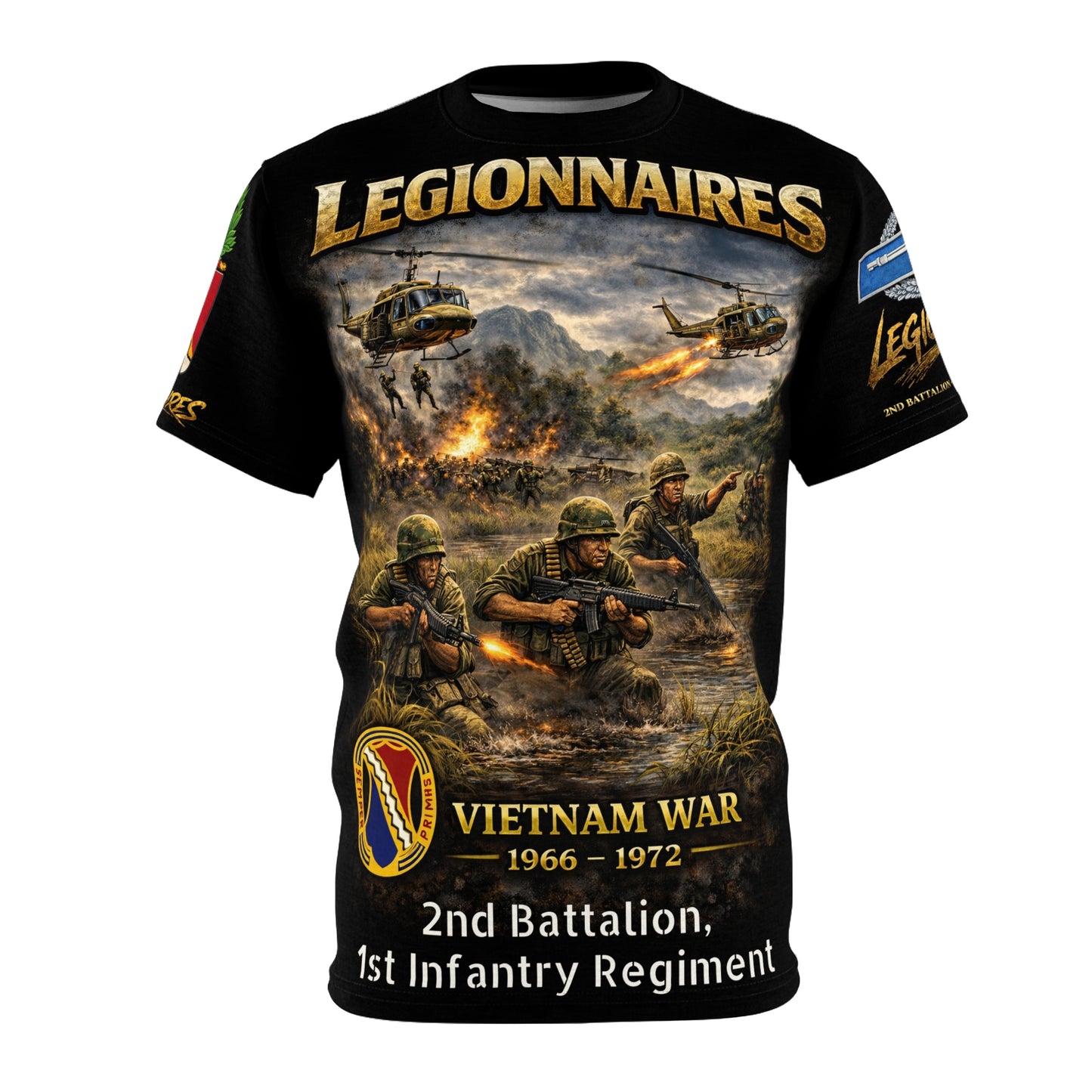 2nd Battalion 1st Infantry "Legionnaires" All-Over Print Tee — Vietnam Tribute with CIB