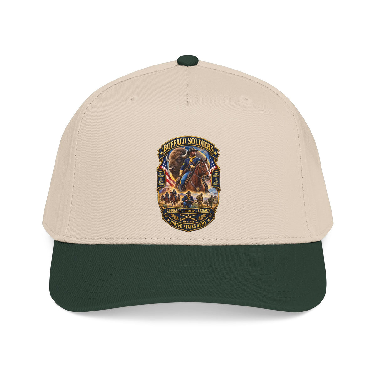 Mid Profile Baseball Cap - Overall Buffalo Soldiers Tribute - 3D - Enhanced