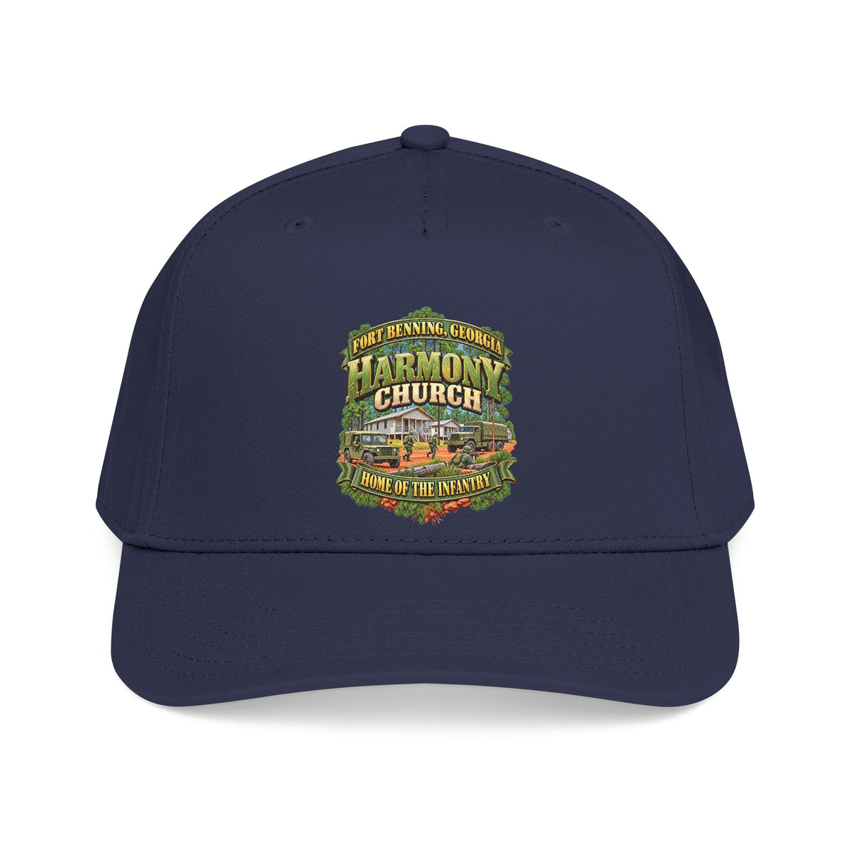 Mid Profile Baseball Cap - Fort Benning, Georgia, Harmony Church - Home of the Infantry - 3D - Enhanced