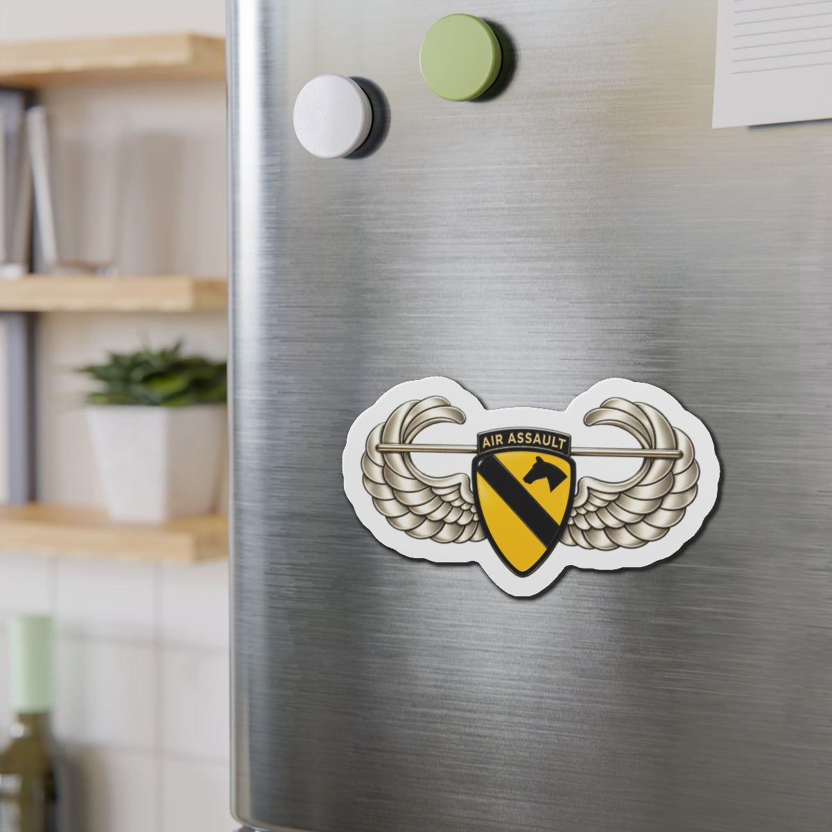 Die-Cut Magnets — 1st Cavalry Division w Air Assault Tab on Airborne Badge wo Txt - 3D - Transparent