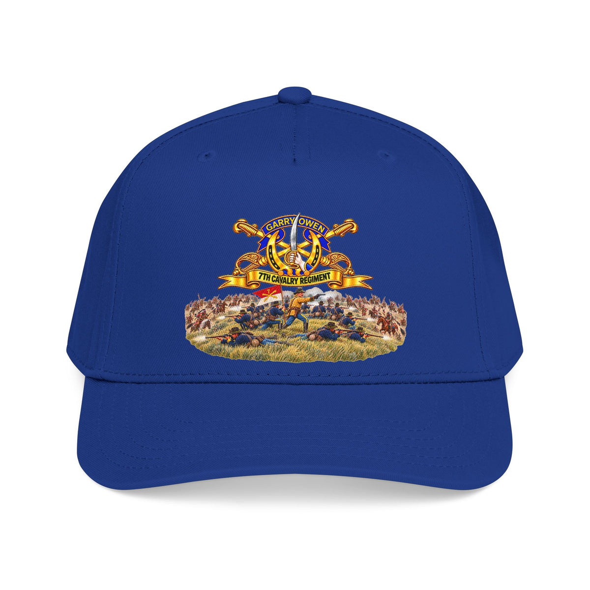 Mid Profile Baseball Cap - 7th Cavalry Regiment - DUI, Br, Ribbon w  Battle of Little Big Horn Scene - 3D - Transparent