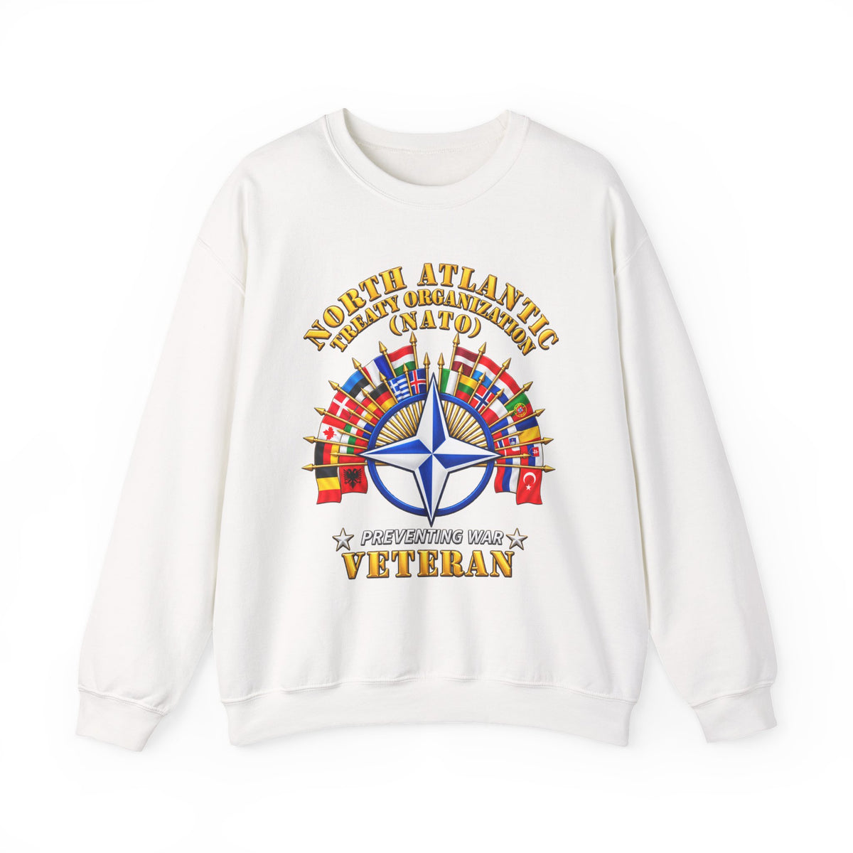 Crewneck Sweatshirt - NATO - Polished NATO Veteran - with flags - 3D - Transparent