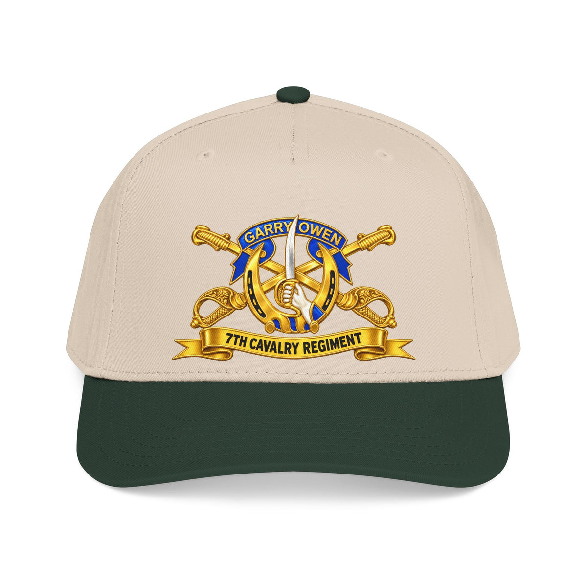 Mid Profile Baseball Cap — 7th Cavalry Regiment - DUI, Br, Ribbon wo Scene - 3D - Transparent