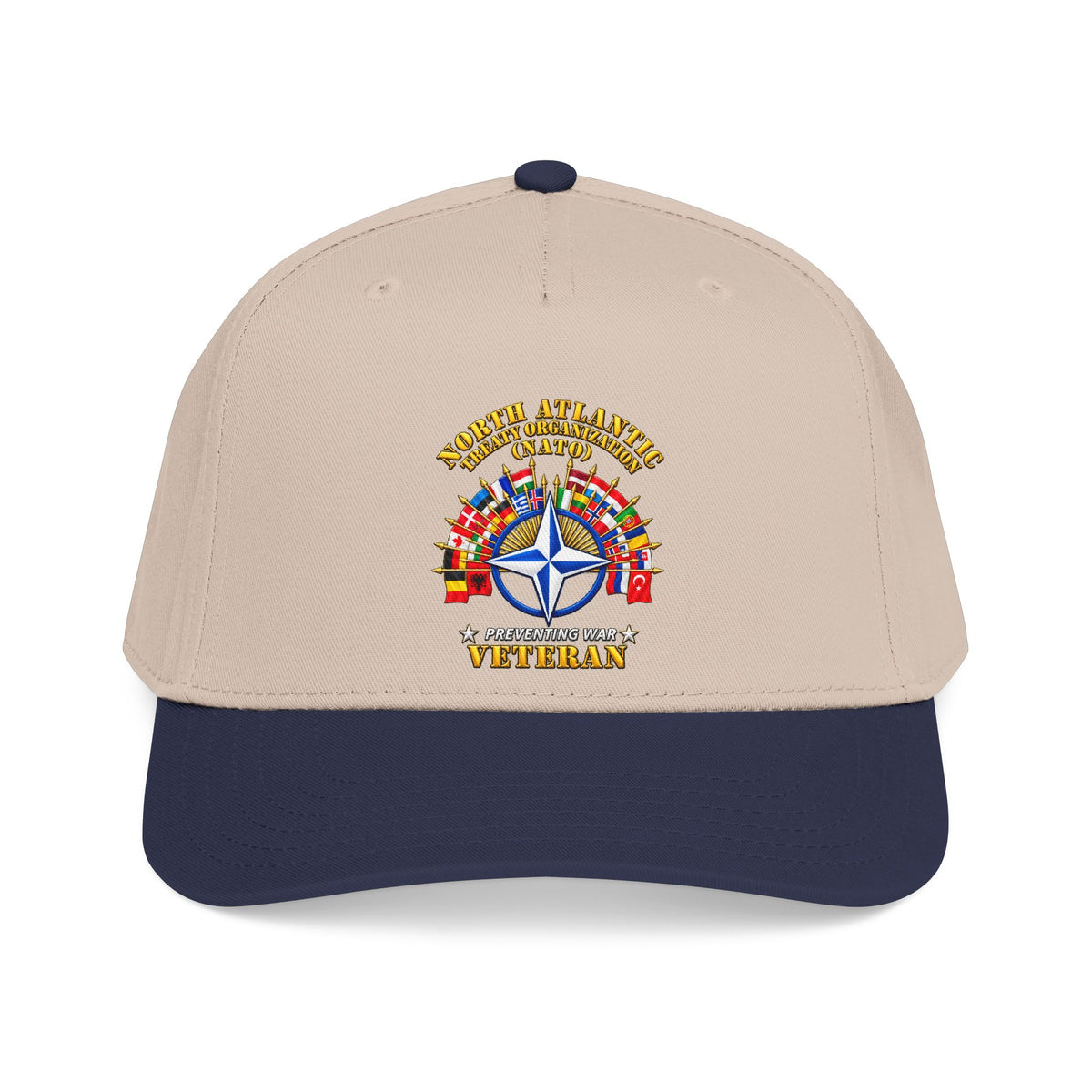 Mid Profile Baseball Cap - NATO - Polished NATO Veteran - with flags - 3D - Transparent