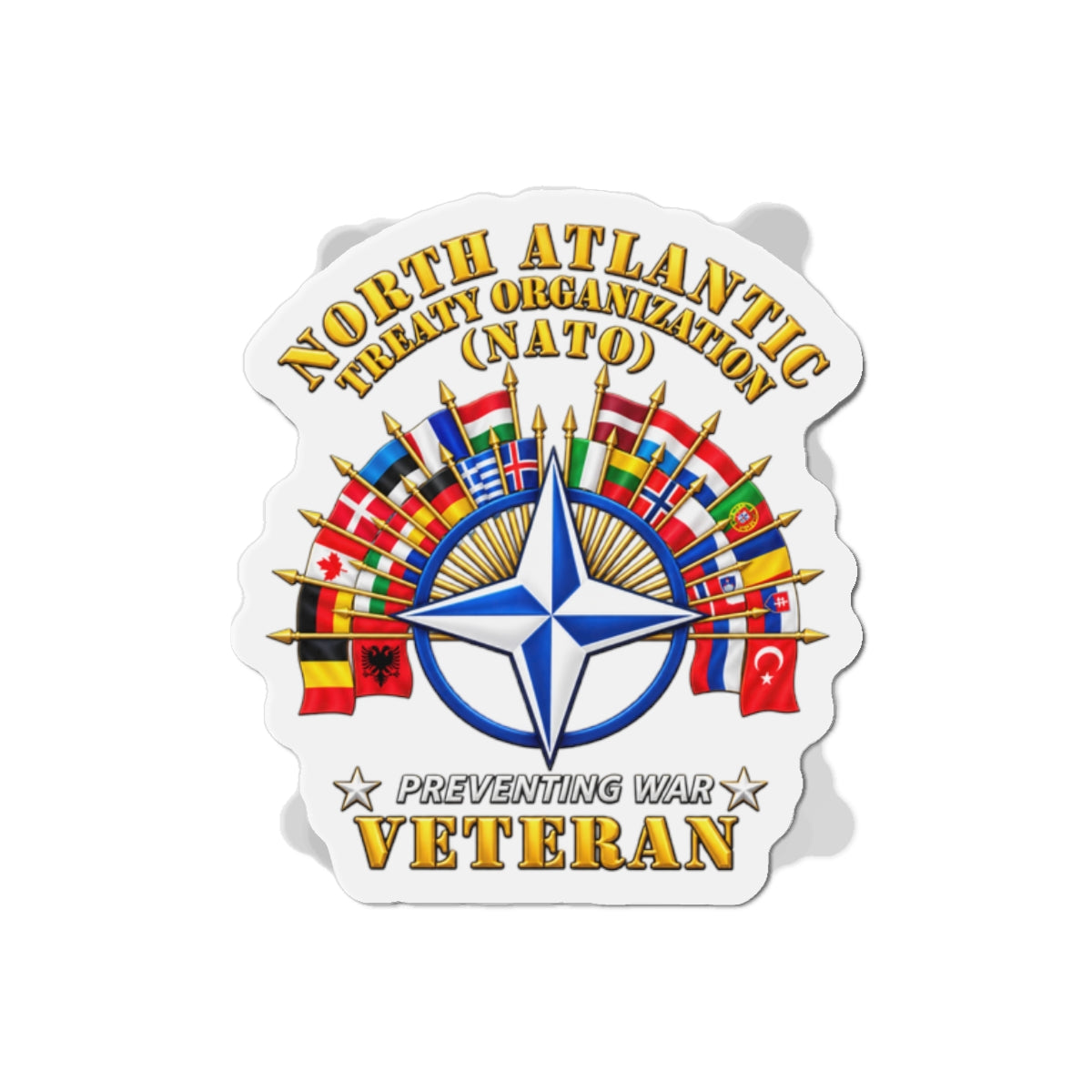 Die-Cut Magnets — NATO - Polished NATO Veteran - with flags - 3D - Transparent