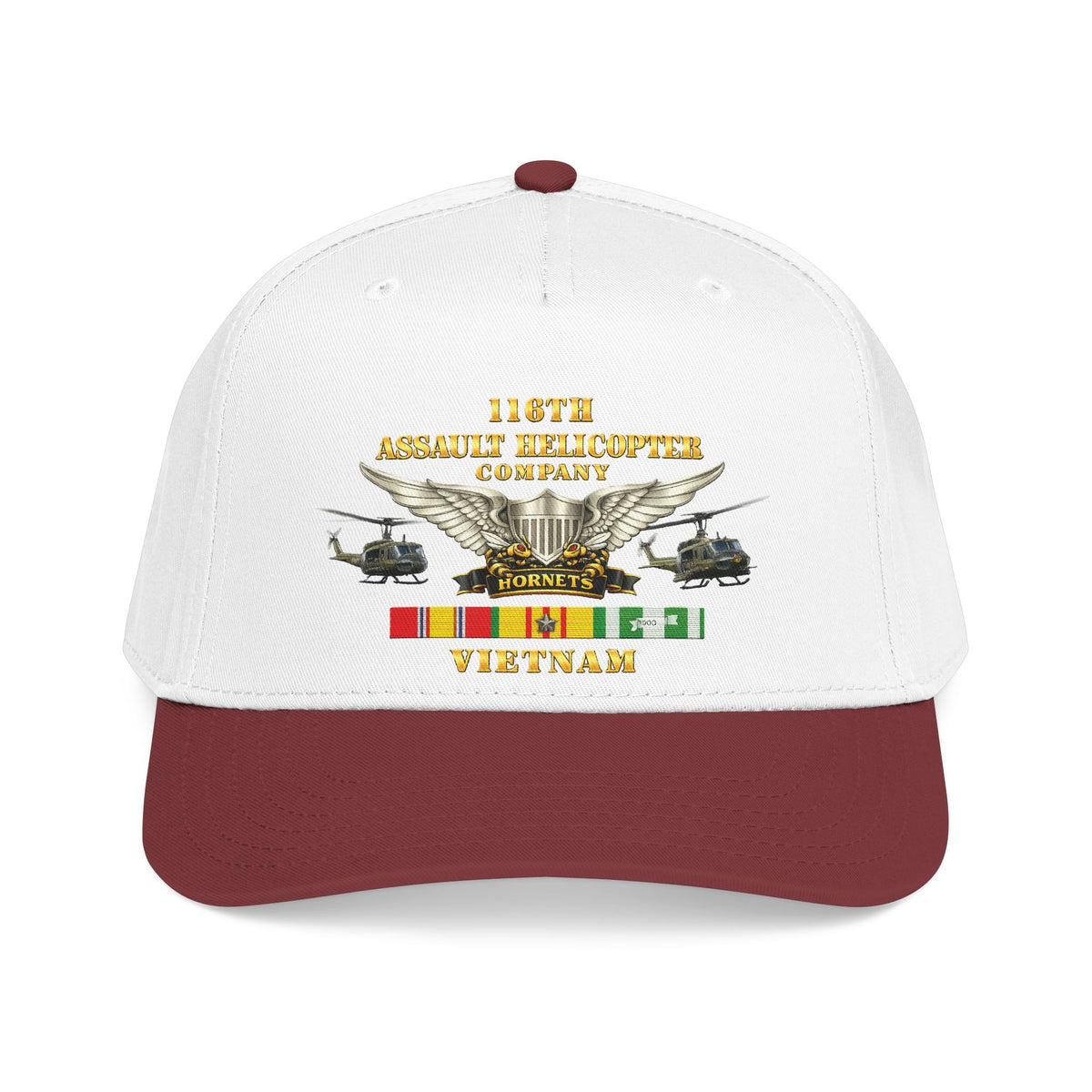 Mid Profile Baseball Cap - Army - 116th Assault Helicopter Co w  Aviator Badge w VN SVC - HORNETS - Side X Side - 3D - Enhanced