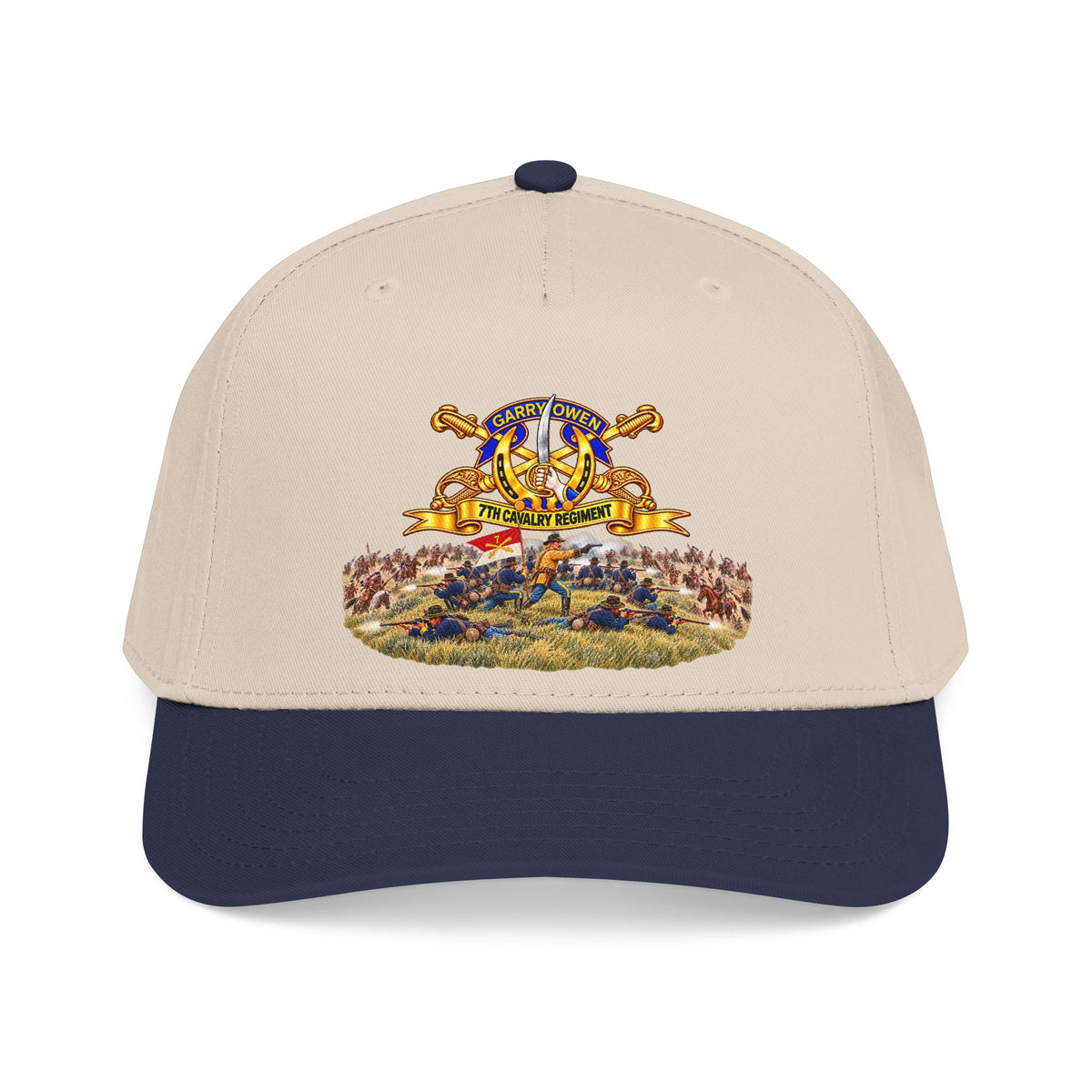 Mid Profile Baseball Cap - 7th Cavalry Regiment - DUI, Br, Ribbon w  Battle of Little Big Horn Scene - 3D - Transparent
