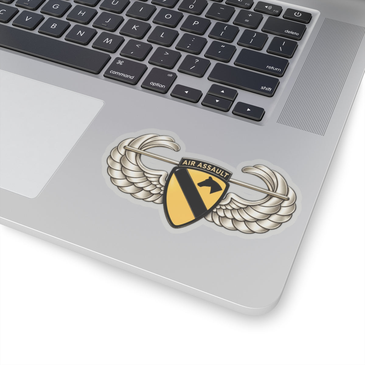 Kiss-Cut Stickers - 1st Cavalry Division w Air Assault Tab on Airborne Badge wo Txt - 3D - Transparent
