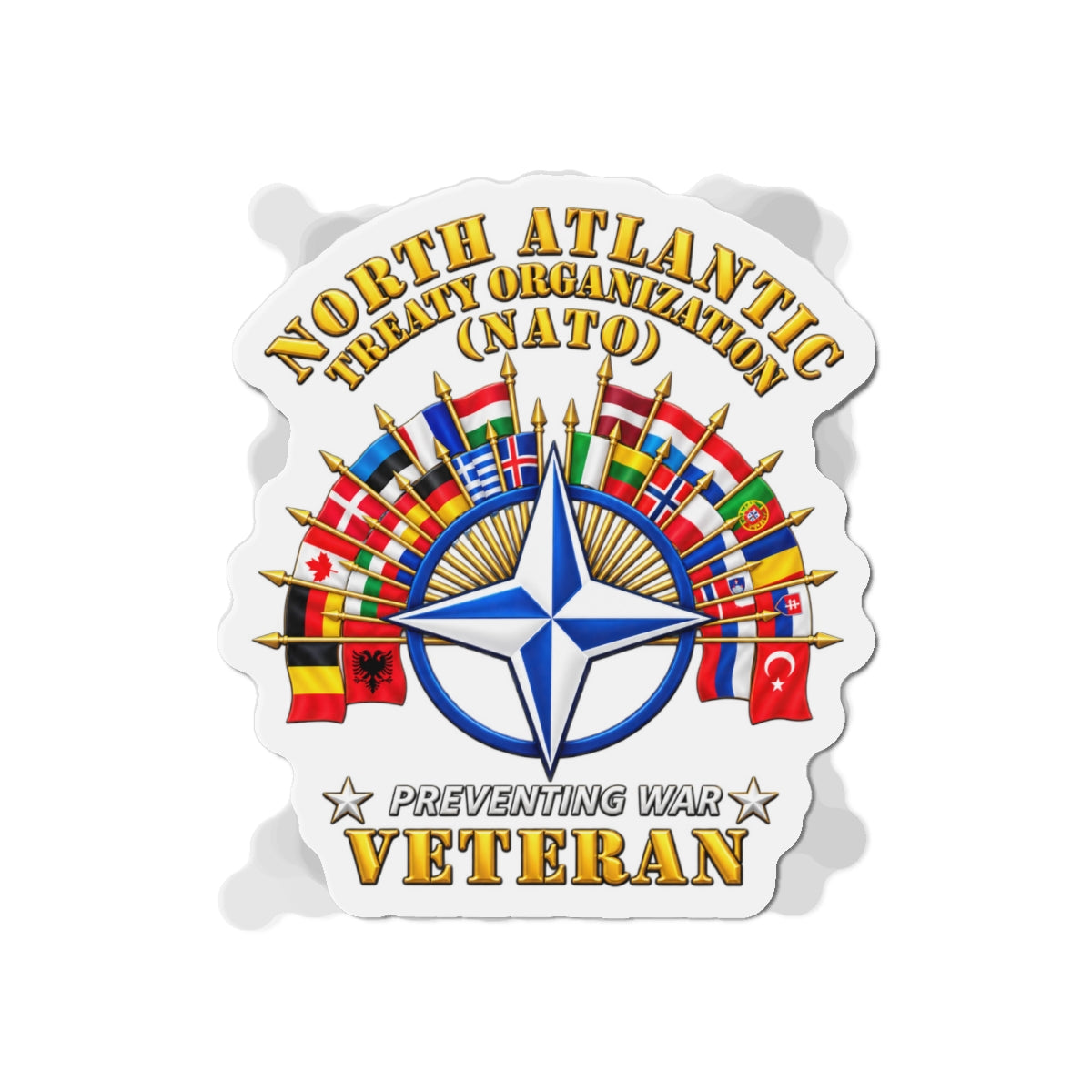 Die-Cut Magnets — NATO - Polished NATO Veteran - with flags - 3D - Transparent