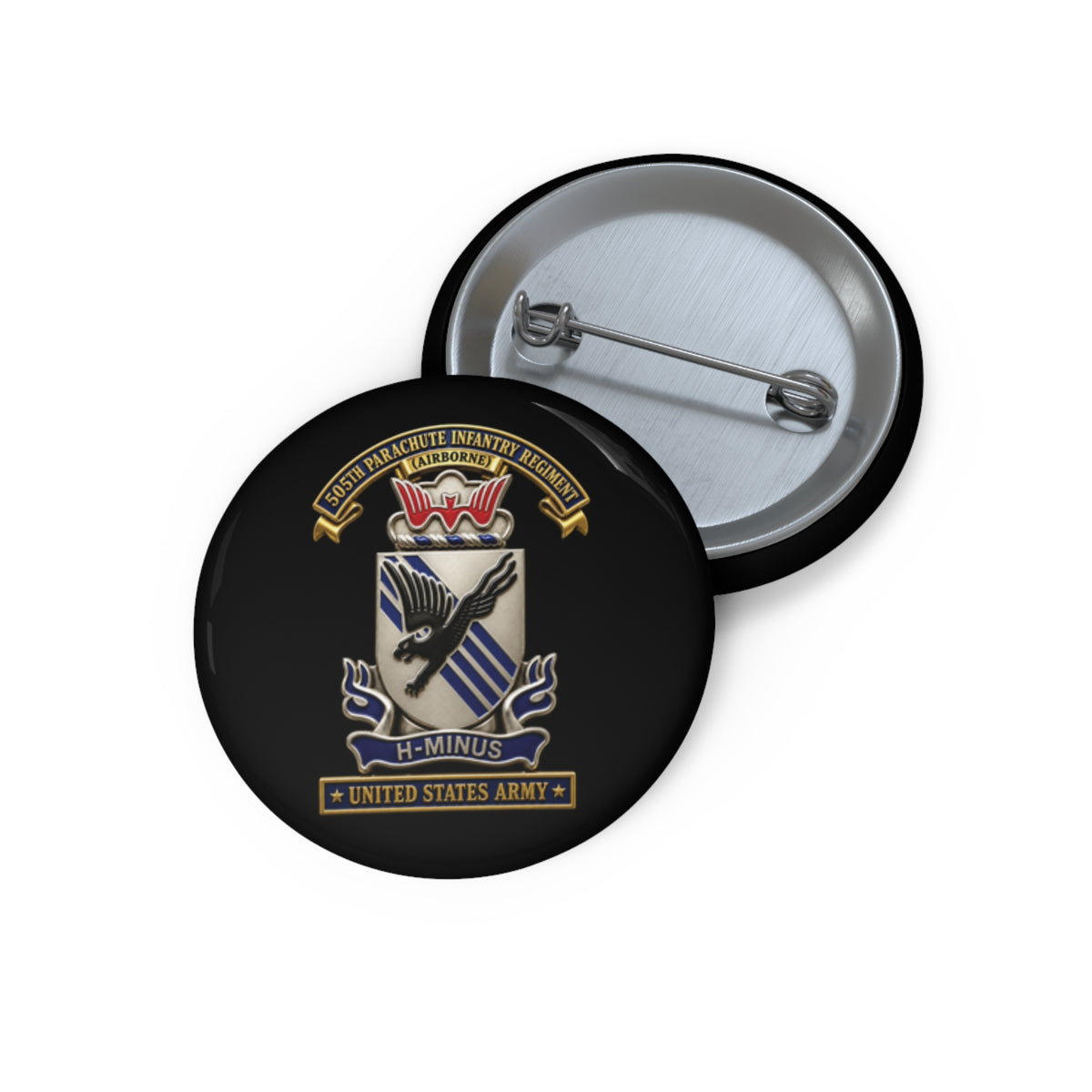 Custom Pin Buttons - Army - 505th Parachute Infantry Regiment (PIR) - DUI - United States Army - 3D - Enhanced