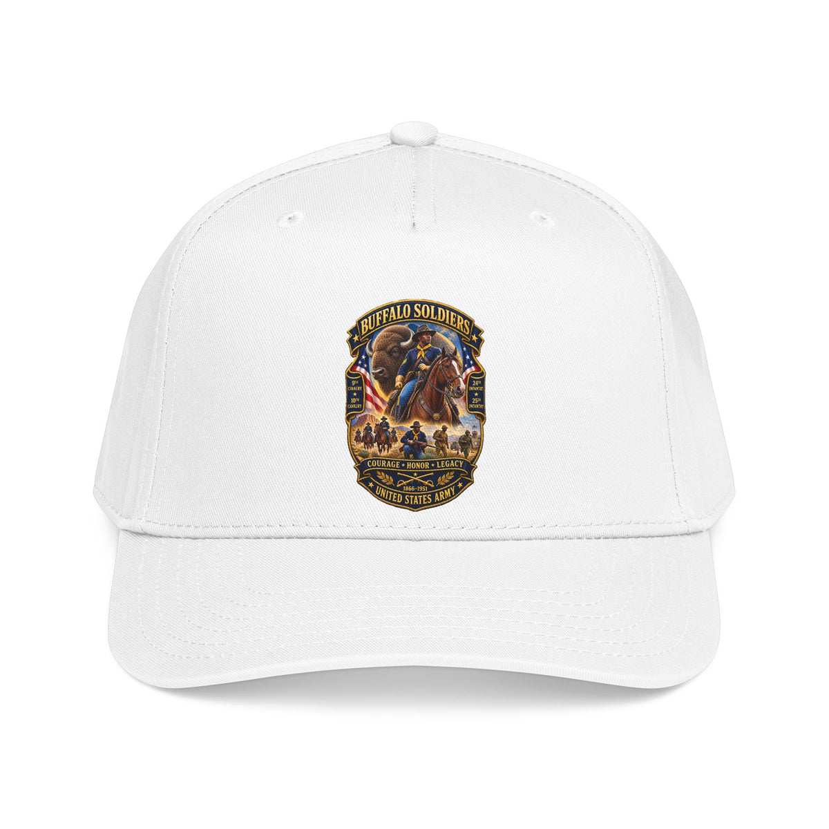 Mid Profile Baseball Cap - Overall Buffalo Soldiers Tribute - 3D - Enhanced