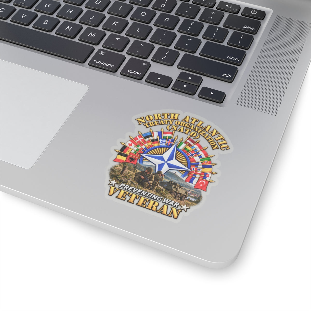 Kiss-Cut Stickers - NATO - Polished NATO Veteran - with flags - Military Scene - 3D - Transparent