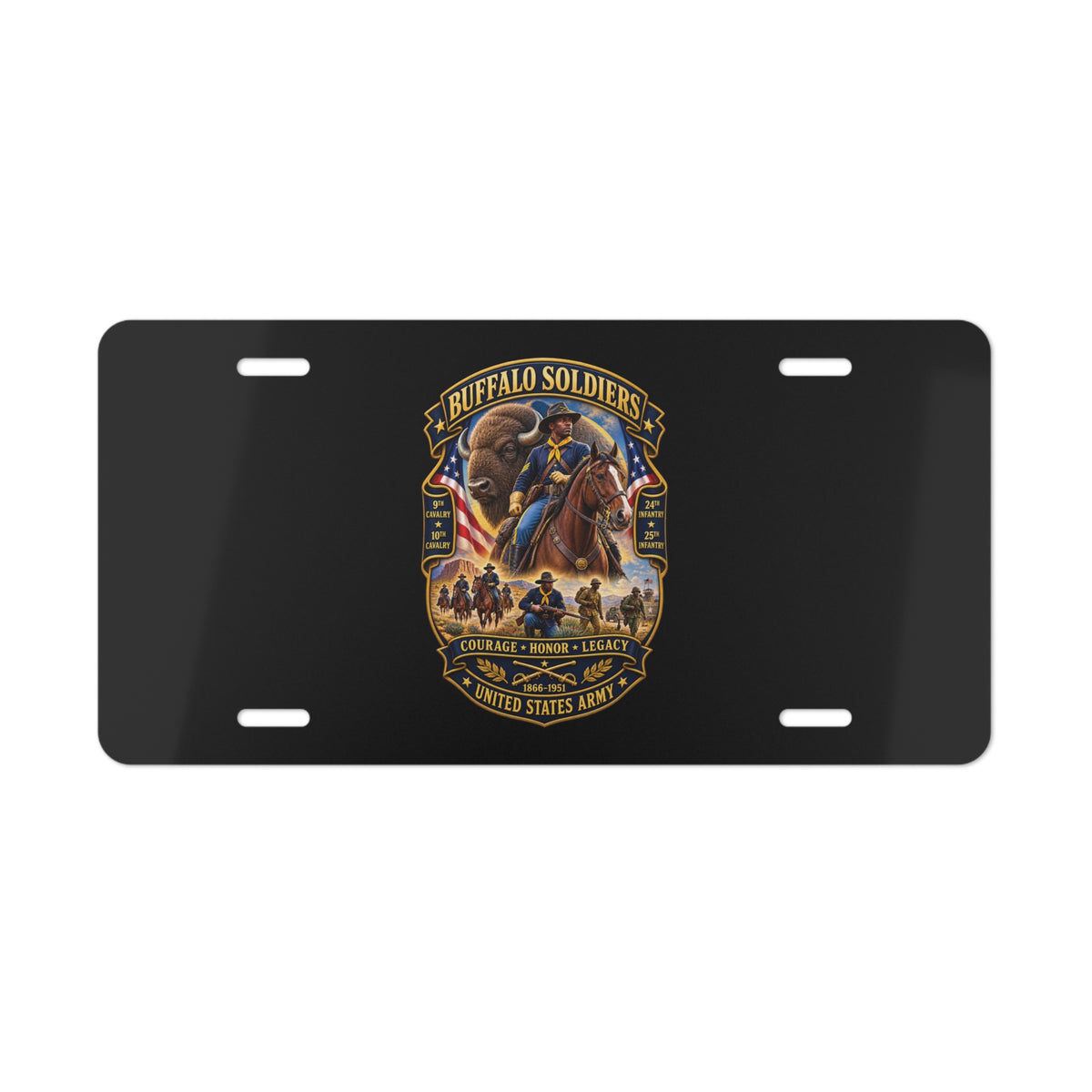 Vanity License Plate - Overall Buffalo Soldiers Tribute - 3D - Enhanced