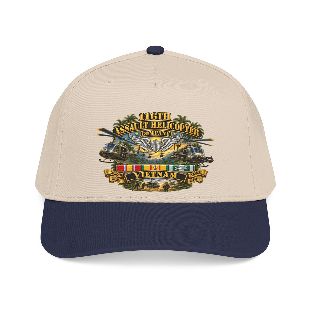 Mid Profile Baseball Cap - Army - 116th Assault Helicopter Co w  Aviator Badge w VN SVC - HORNETS - 3D - Enhanced