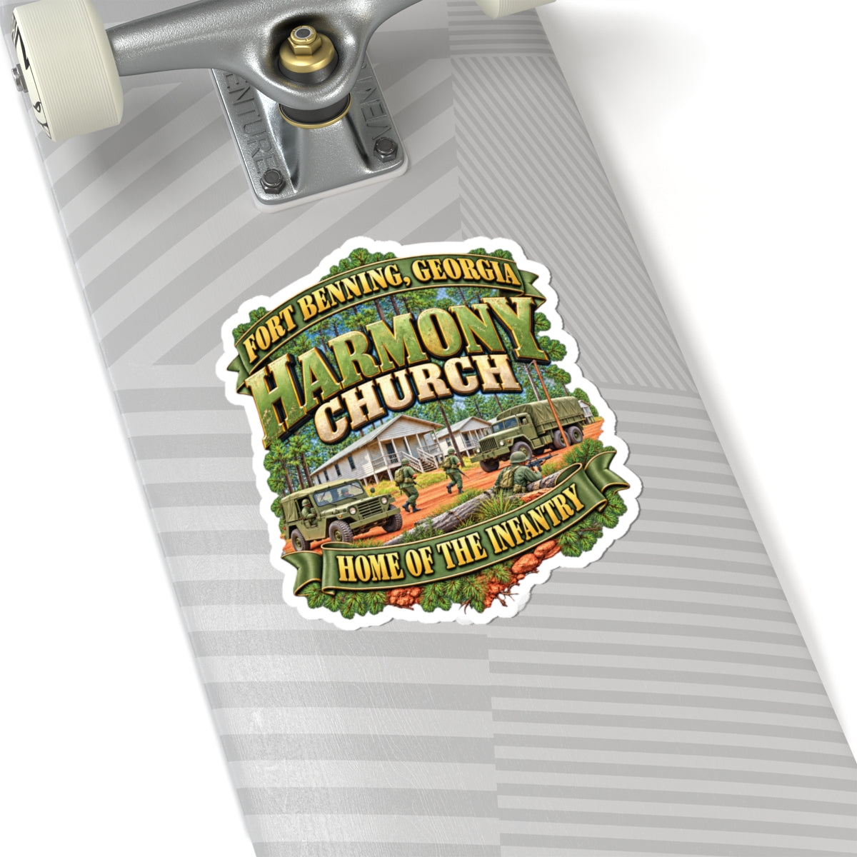 Kiss-Cut Stickers - Fort Benning, Georgia, Harmony Church - Home of the Infantry - 3D - Enhanced